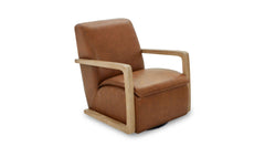 Matias Tan Leather Swivel Chair - Ornate Home