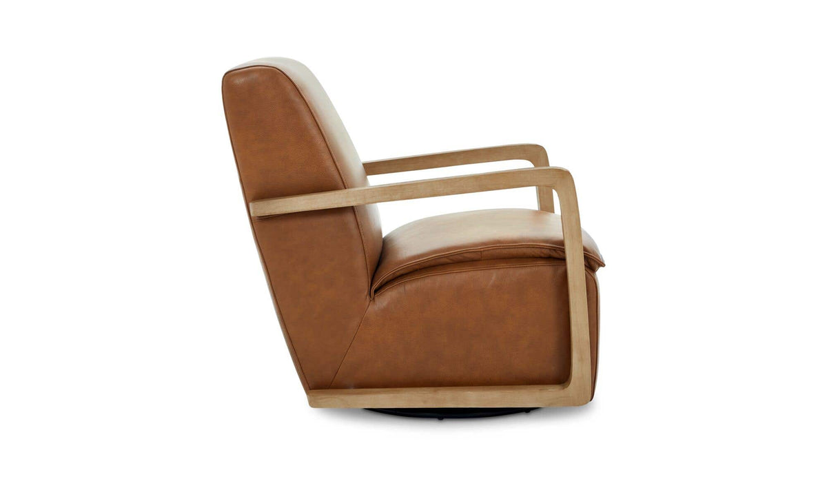 Matias Tan Leather Swivel Chair - Ornate Home
