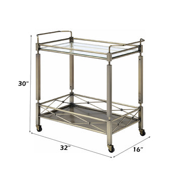 Matiesen Antique Gold & Clear Glass Serving Cart - Ornate Home