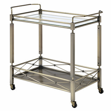Matiesen Antique Gold & Clear Glass Serving Cart - Ornate Home