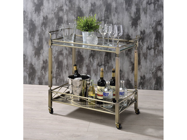 Matiesen Antique Gold & Clear Glass Serving Cart - Ornate Home