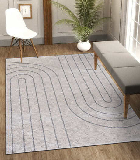 Matisse Woven Non-Slip Indoor Curve Line Area Rug - Ornate Home