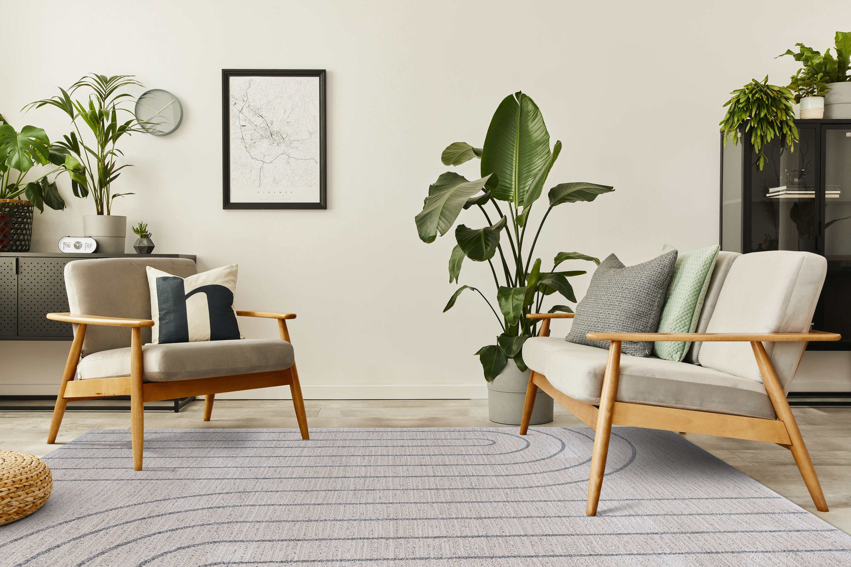 Matisse Woven Non-Slip Indoor Curve Line Area Rug - Ornate Home