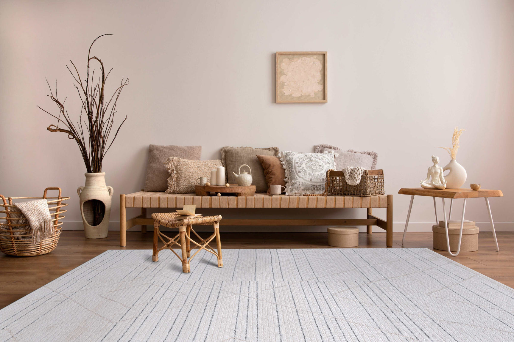 Matisse Woven Non-Slip Indoor Linear Geo Area Rug - Ornate Home