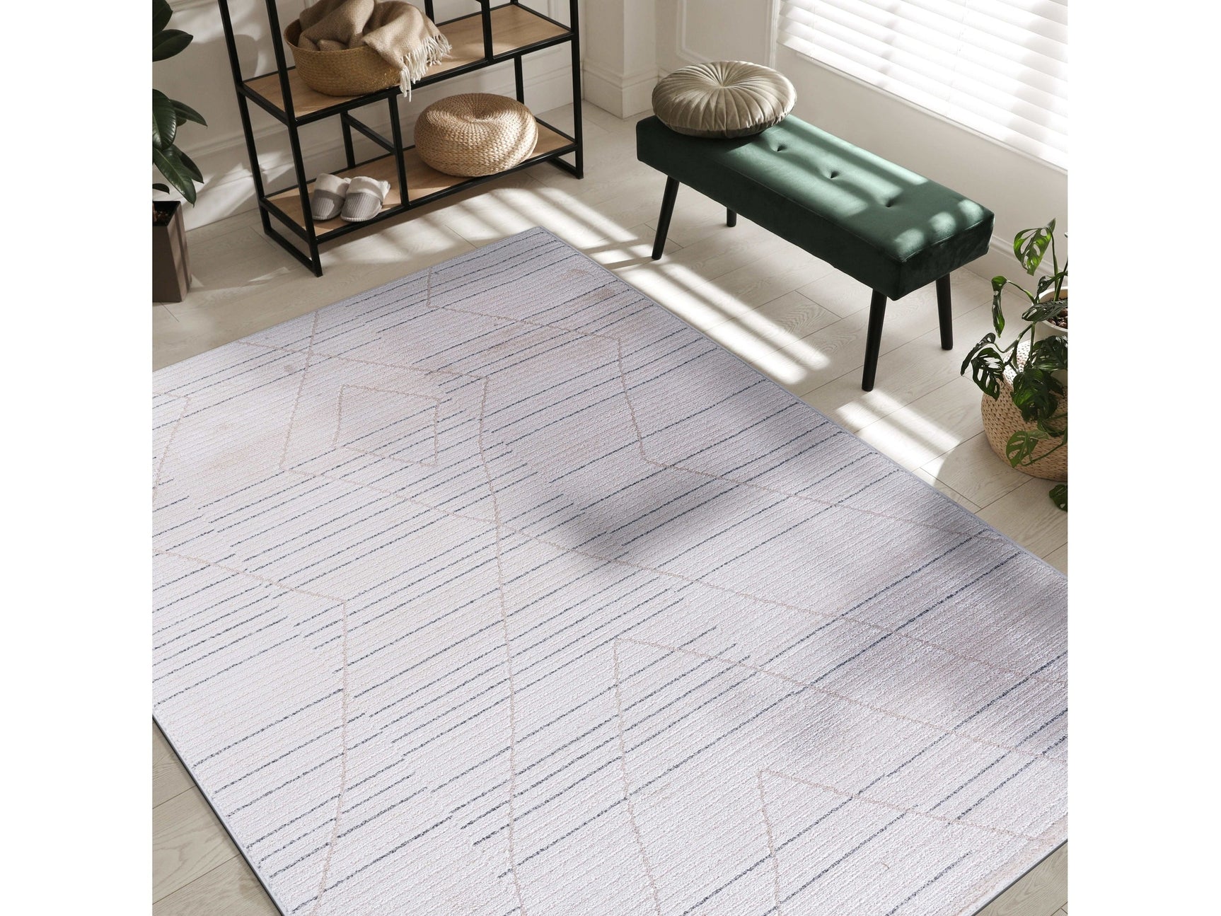 Matisse Woven Non-Slip Indoor Linear Geo Area Rug - Ornate Home