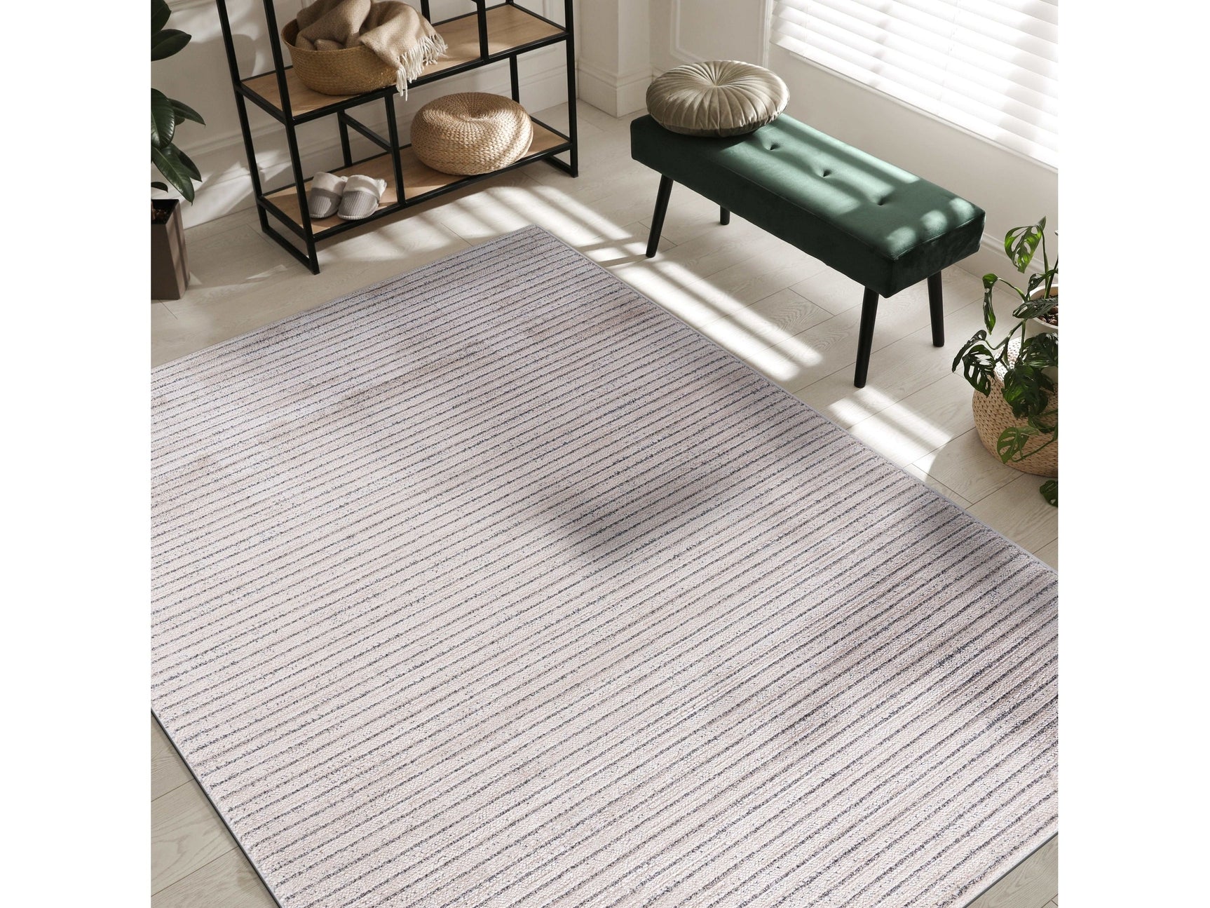 Matisse Woven Non-Slip Indoor Thin Stripe Area Rug - Ornate Home