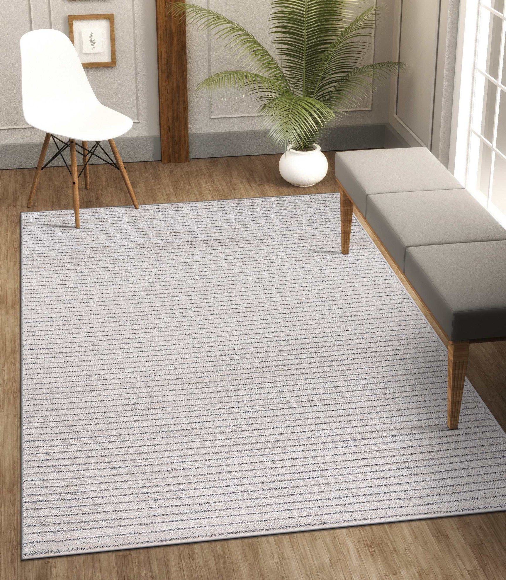 Matisse Woven Non-Slip Indoor Thin Stripe Area Rug - Ornate Home