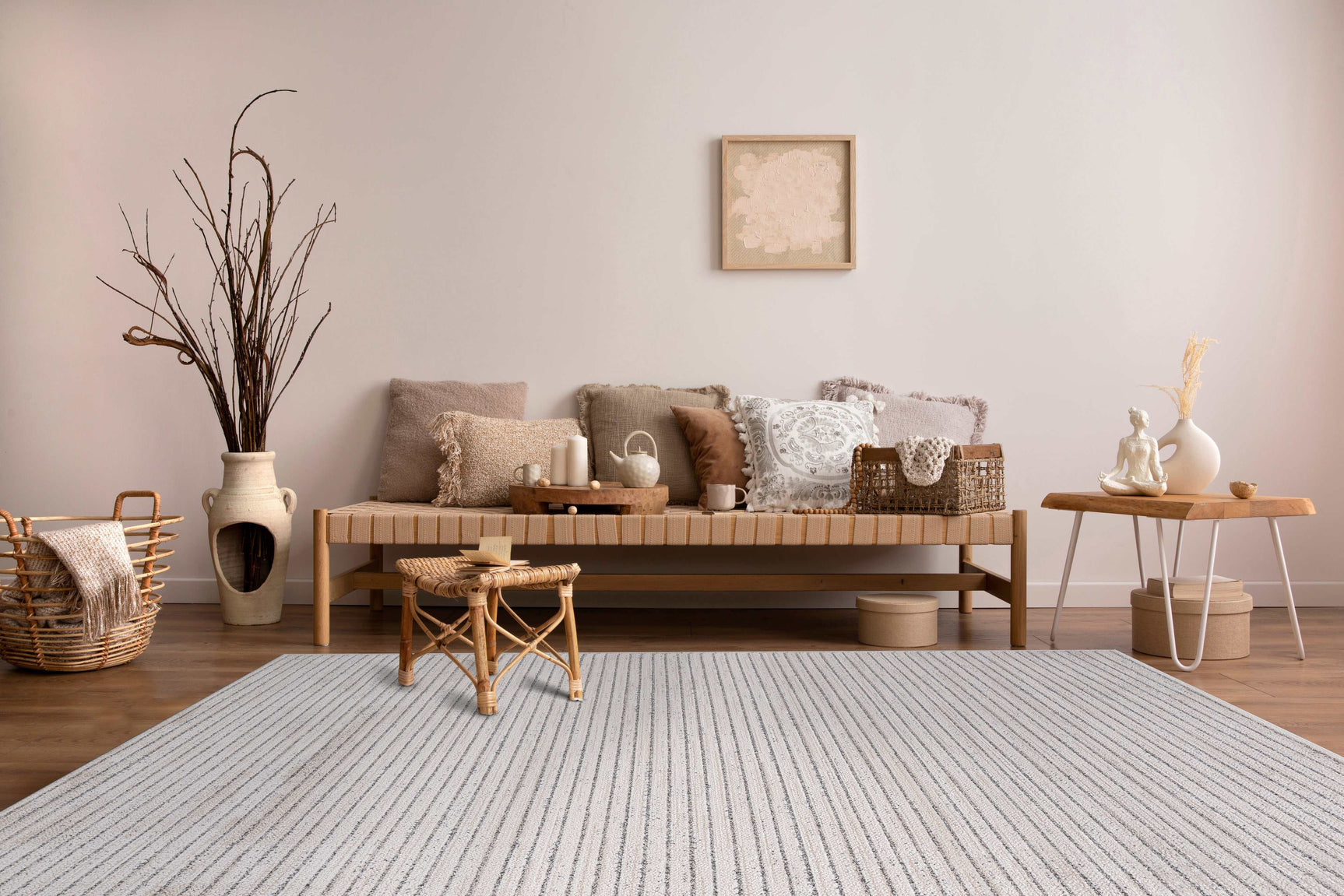 Matisse Woven Non-Slip Indoor Thin Stripe Area Rug - Ornate Home