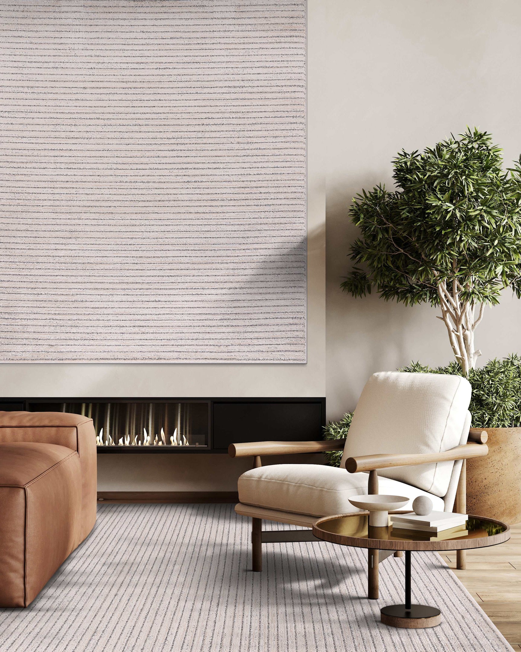 Matisse Woven Non-Slip Indoor Thin Stripe Area Rug - Ornate Home