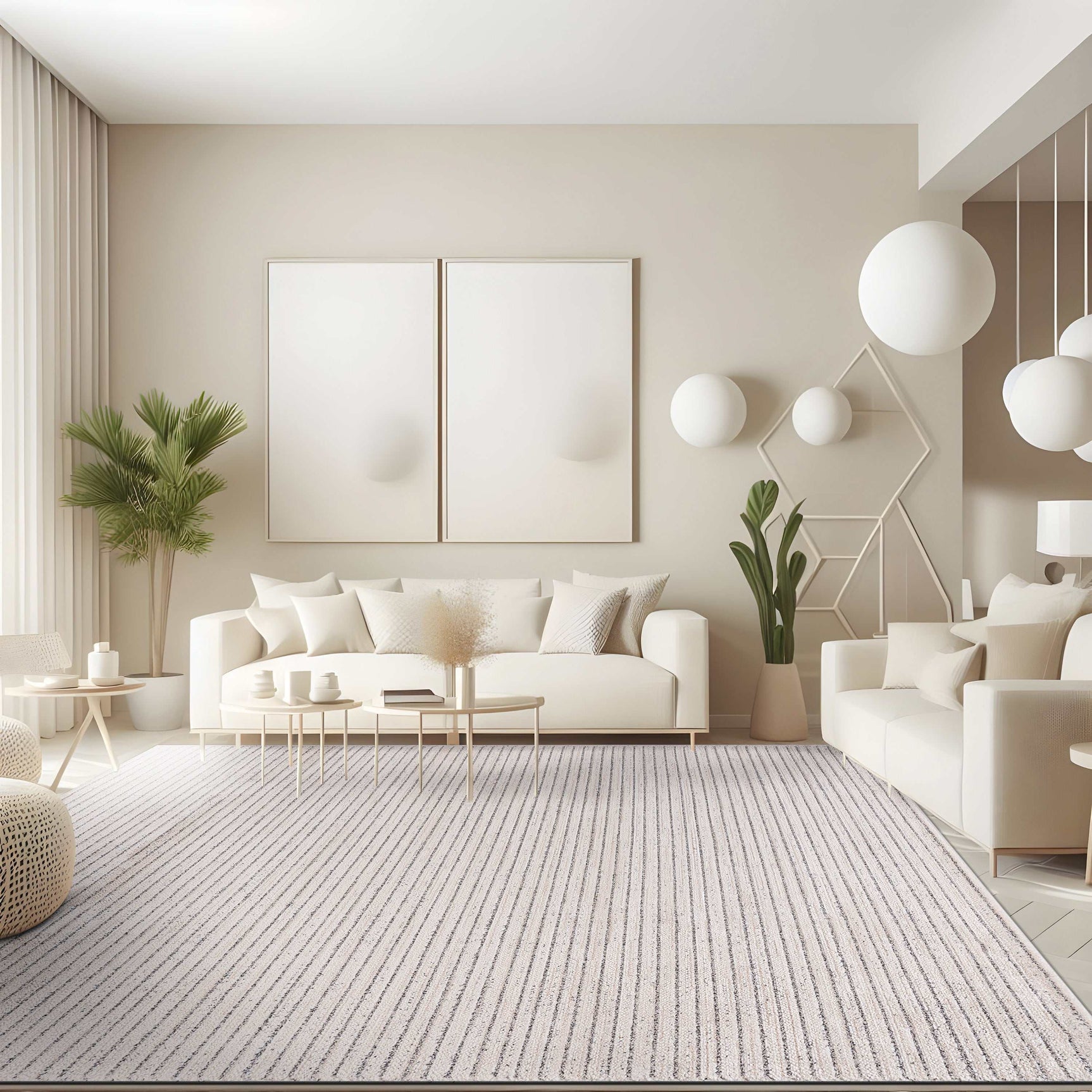 Matisse Woven Non-Slip Indoor Thin Stripe Area Rug - Ornate Home