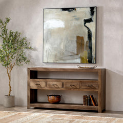 Mattai Natural 4 Drawer Console Table - Ornate Home