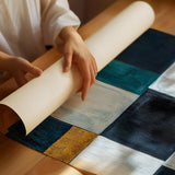 Modern Yellow and Blue Abstract Geometric Canvas