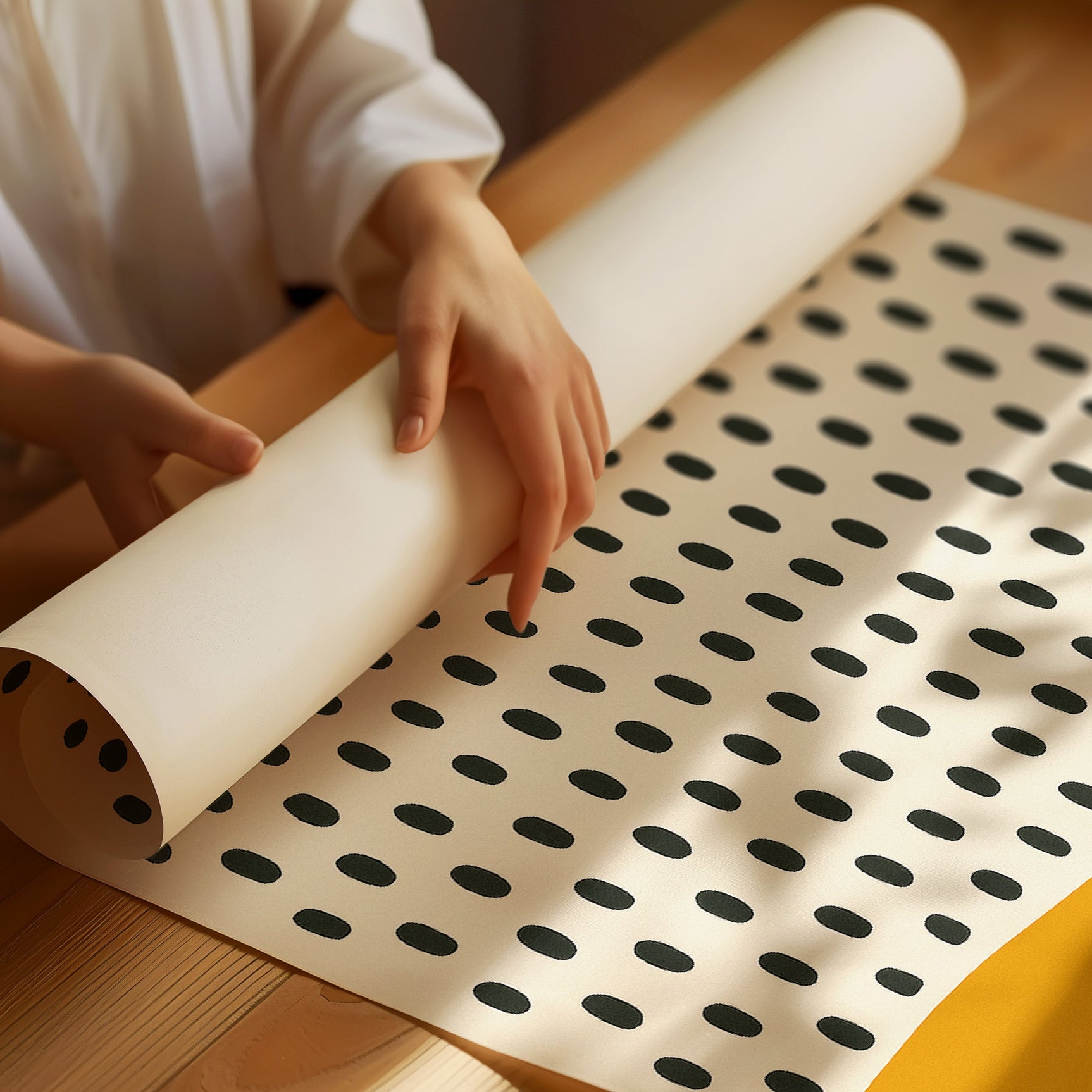Modern Abstract Art Print - Minimalist Dots and Waves