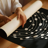 Minimalist Abstract White Dots on Black Canvas