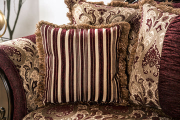 Matteo Burgundy/Brown Loveseat - Ornate Home