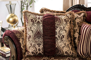 Matteo Burgundy/Brown Loveseat - Ornate Home