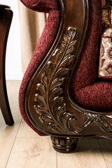 Matteo Burgundy/Brown Loveseat - Ornate Home