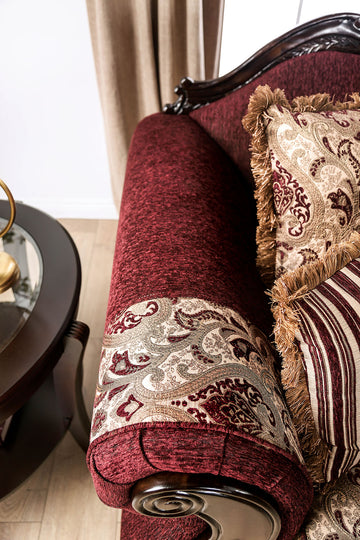 Matteo Burgundy/Brown Loveseat - Ornate Home