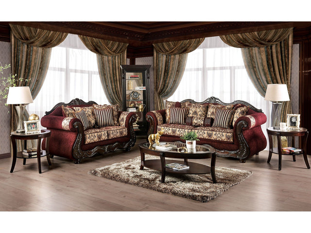 Matteo Burgundy/Brown Sofa & Loveseat - Ornate Home