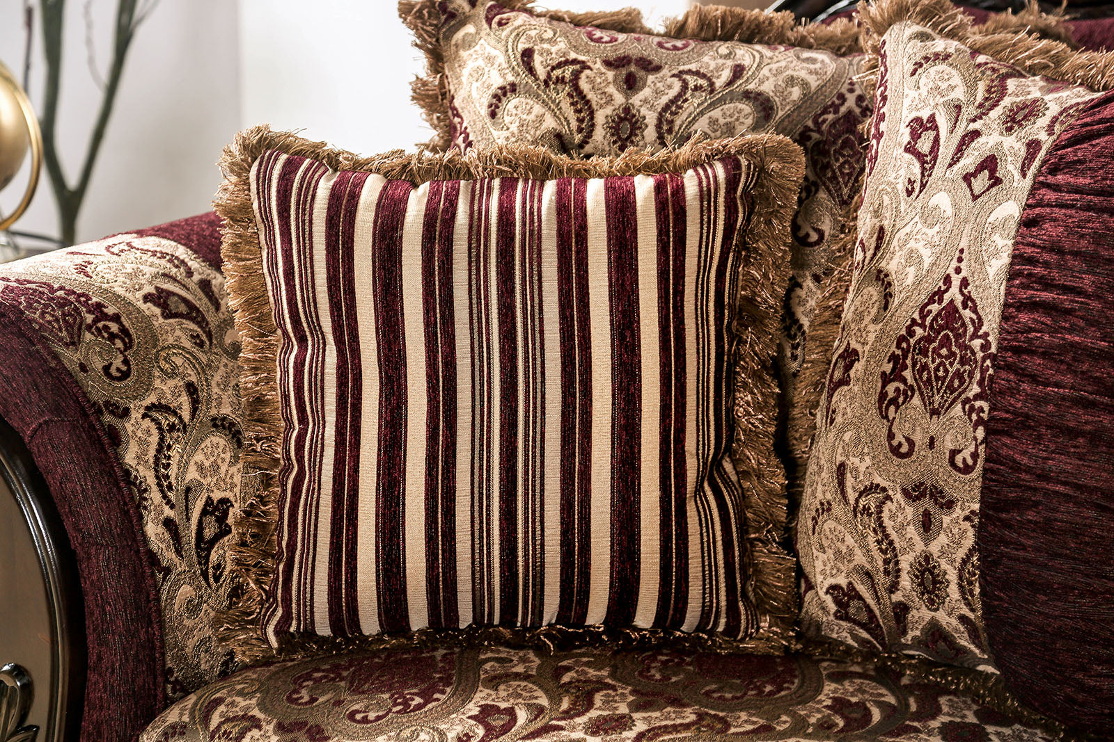 Matteo Burgundy/Brown Sofa & Loveseat - Ornate Home