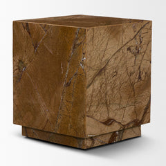 Matteo Rust Solid Rainforest Marble Square Side Table