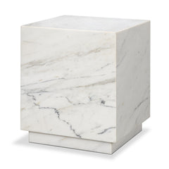 Matteo White Solid Marble Square Side Table