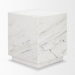 Matteo White Solid Marble Square Side Table