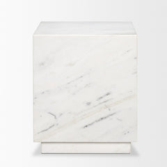 Matteo White Solid Marble Square Side Table