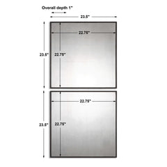 Matty Black Antiqued Square Mirrors (Set of 2) - Ornate Home