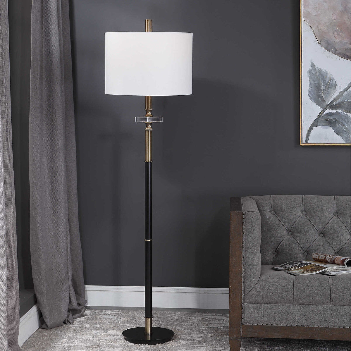 Maud Aged Black Floor Lamp - Ornate Home