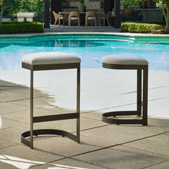 Maude Brown/Gray Outdoor Bar Stool - Ornate Home