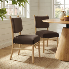 Mauden Chocolate Brown Performance Velvet Dining Side Chairs (Set of 2) - Ornate Home