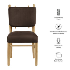 Mauden Chocolate Brown Performance Velvet Dining Side Chairs (Set of 2) - Ornate Home