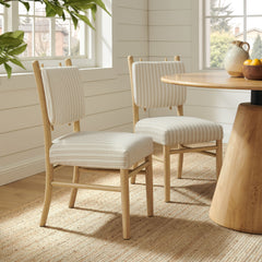 Mauden Oatmeal Stripe Striped Dining Side Chairs (Set of 2) - Ornate Home