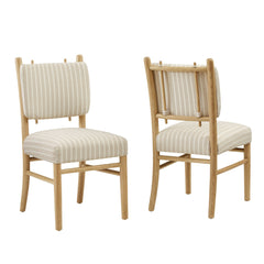 Mauden Oatmeal Stripe Striped Dining Side Chairs (Set of 2) - Ornate Home