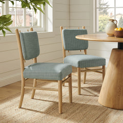 Mauden Spa Blue Stripe Striped Dining Side Chairs (Set of 2) - Ornate Home