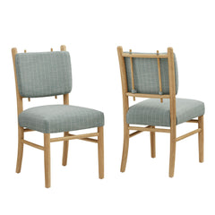 Mauden Spa Blue Stripe Striped Dining Side Chairs (Set of 2) - Ornate Home