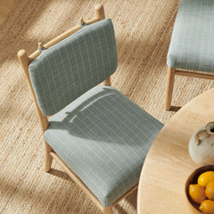 Mauden Spa Blue Stripe Striped Dining Side Chairs (Set of 2) - Ornate Home