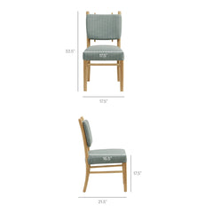 Mauden Spa Blue Stripe Striped Dining Side Chairs (Set of 2) - Ornate Home