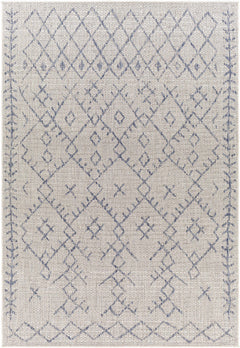 Maunawili Blue Detailed Gray Outdoor Rug - Clearance - Ornate Home