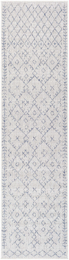Maunawili Blue Detailed Gray Outdoor Rug - Clearance - Ornate Home