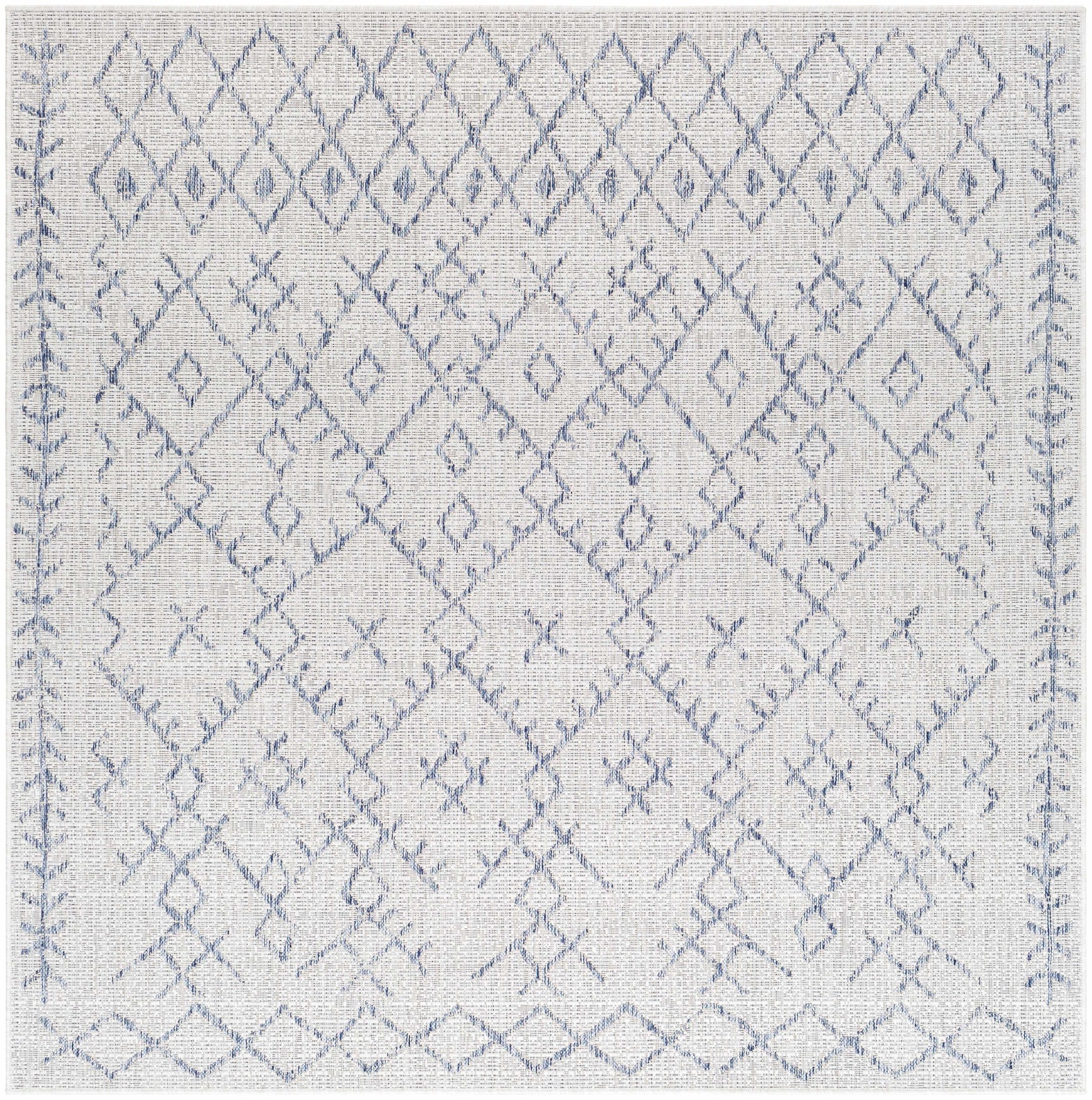 Maunawili Blue Detailed Gray Outdoor Rug - Clearance - Ornate Home