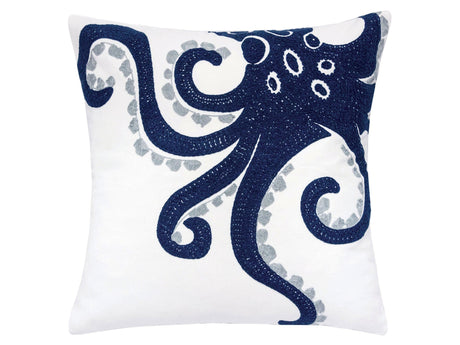 Maura White/Blue Pillow (Set of 2) - Ornate Home