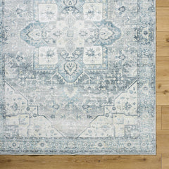 Mauro Blue Medallion Washable Area Rug - Clearance - Ornate Home