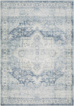 Mauro Navy Medallion Washable Area Rug - Clearance - Ornate Home