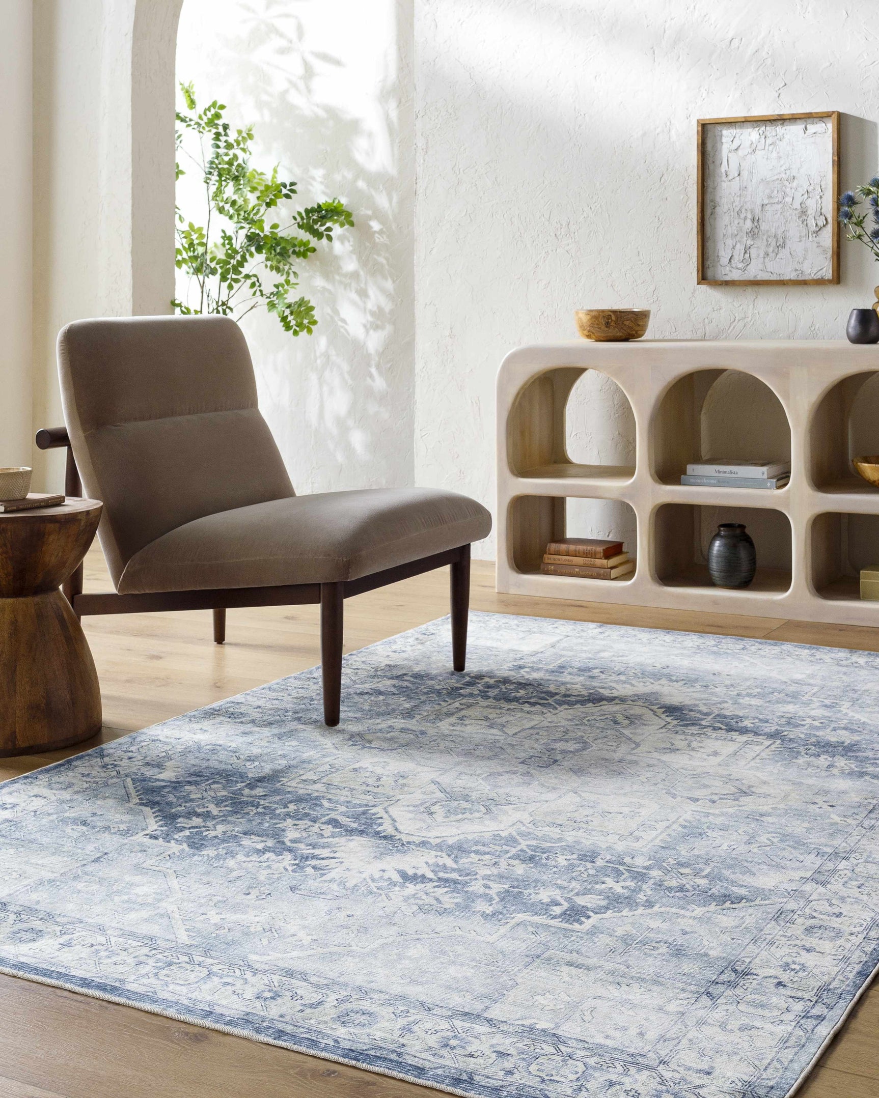 Mauro Navy Medallion Washable Area Rug - Clearance - Ornate Home