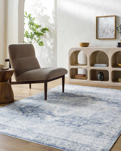 Mauro Navy Medallion Washable Area Rug - Clearance - Ornate Home