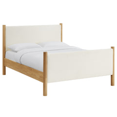 Maven Feather Oak Full Size Boucle Upholstered Platform Bed - Ornate Home