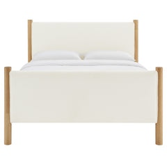 Maven Feather Oak Full Size Boucle Upholstered Platform Bed - Ornate Home