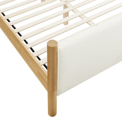 Maven Feather Oak Full Size Boucle Upholstered Platform Bed - Ornate Home